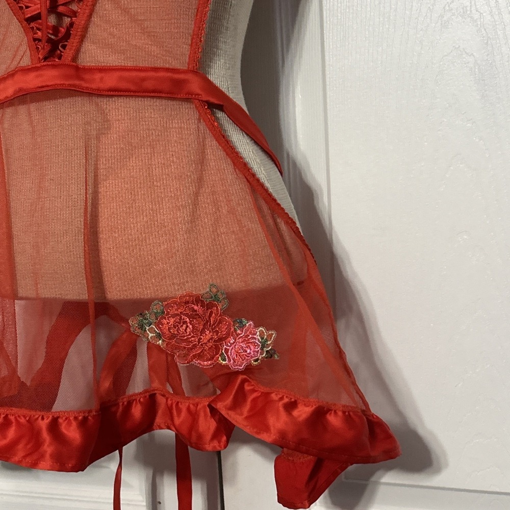Victoria's Secret Very Sexy Wicked Unlined Floral Embroidery Red Medium - Picture 4 of 12